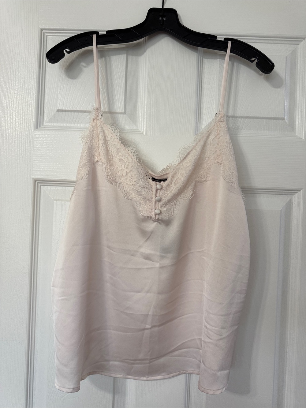Abercrombie & Fitch Lace Trim Satin Cami Tank Top - Blush Pink Size XL NWT